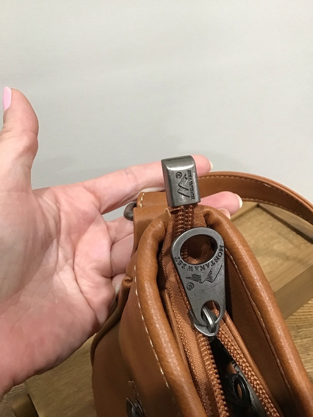Montana West Brown/Tan Buffalo Crossbody Bag with Stud Trim - Picture 5 of 7